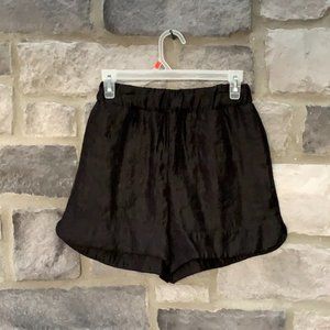 Black satin shorts